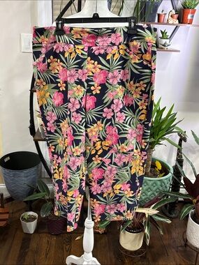 Coral Bay Tropical Floral Wide Leg Pants size 16